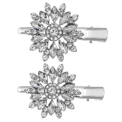 FRCOLOR Hair Barrettes 2pcs Rhinestone Flower Hair Clip Baby Crocodile Bride The Flowers Rhinestone Alloy Hair Accessories