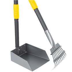Heeyoo Dog Pooper Scooper, Dog Poop Tray and Rake Set, Pet Waste Removal Scoop with Long Adjustable Sectional Stainless Handles