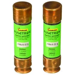 Bussmann BP/FRN-R-50 50 Amp Fusetron Dual Element Time-Delay Current Limiting Class RK5 Fuse, 250V Carded UL Listed, 2-Pack