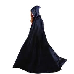 AUOCATTAIL Black Hooded Cloak Long Velvet Cape Halloween Cosplay Vampire Witch Dress up Costume Accessories
