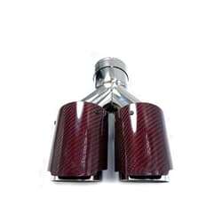 DHUSMQ Car Universal Dual Exhaust Pipe Muffler Tip Red Carbon Fiber Series Exhaust Tip Muffler