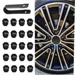 Tecledsn 20PCS Lug Nut Covers, Car Wheel Nut Caps, 17mm Hexagonal Nut Covers with Removal Tool, Car Decoration Eexterior Wheel Nut Screw Bolt Protection Covers Universal for Most Cars (Black)