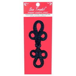 Sew Trendz-Vision Trims Handmade Chinese Frogs Button Closures-Black-Double Braid Three Loop - 1 Pair/pk.
