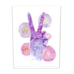 Stupell Industries Purple Watercolor Peace Hand Sign with Abstract Shapes Wall Art, 10x15, White