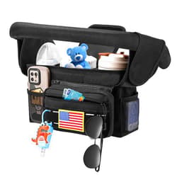 DEYACE Universal Stroller Accessories, Fits for Stroller like Uppababy Baby Jogger Britax BOB Umbrella, Stroller Organizer with Insulated Cup Holder Detachable Phone Bag Shoulder Strap