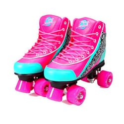 Kandy-Luscious Skates Kandy-Luscious Kid's Roller Skates - Comfortable Outdoor Children's Skates with Fun Colors & Designs | Sassy Pink and Turquoise | Size 13 Junior