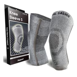 VS VITAL SALVEO Vital Salveo-Compression Recovery Knee Sleeve/Brace S-Support, Pain Relief, Protects Joint - Ideal for Sports and Daily Wear-Light Grey (1 Pair)-XL
