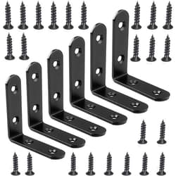 YEWLACA 6 Pcs Black L Bracket Corner Braces Stainless Steel 65x65mm Heavy Duty Shelf Bracket for Wood, Shelves, 90 Degree Support Joint Right Angle Brackets