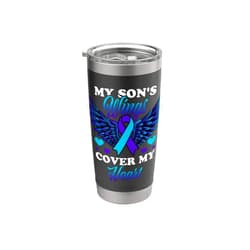 Suicide Prevention Awareness - DressedForDuty My Son's Wings Cover My Heart Suicide Prevention Awareness Stainless Steel Insulated Tumbler