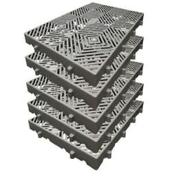 LXSEHN 5pcs-Plastic Pallet,23.6x15.7x2IN Grey Waterproof Storage Grid Pad, Lightweight Nestable Floor Pallets, 5pcs HDPE Breathable Grids Article Racks for Garage Supermarket Basement