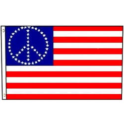 Trade Winds USA American Flag with Peace Sign Symbol Hippie Banner United States 3x5 New Premium Fade Resistant