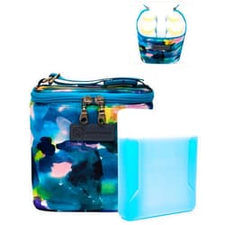 Sarah Wells Cold Gold Breastmilk Cooler Bag with Safety Tested Ice Pack – Insulated Milk Storage for Work, Travel & Daycare – Fits Bottles & Parts – Durable, Washable (Aquarelle)