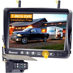 Pemacom Wireless RV Backup Camera Install-Free for Trailer: 7 Inch Recording Monitor Solar RV Rear View Camera Long Battery Life Scratch-Proof - Strong Magnetic RV Camera HD 1080P for RVs Trucks Campers