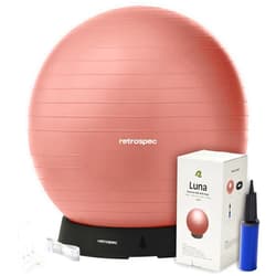 Retrospec Luna Exercise Ball, Base & Pump/Ball & Pump with Anti-Burst Material - Fitness Gym Swiss Ball - Perfect for Balance, Stability, Yoga, Pilates, Pregnancy & Birthing