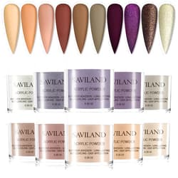 Saviland Acrylic Powder Set - Fall Winter Acrylic Nail Powder 10 Colors Brown Grey Series Professional Polymer Powder Nail Kit for Nail Extension Nail Art Manicure Gifts No Nail Lamp Needed