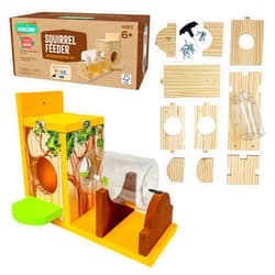 SparkJump Squirrel Feeder Kit - Sustainable FSC Wood, Easy Mounting and Assembly, Kid-Safe Mason Jar, Perfect for Outdoor Squirrel Watching & Feeding