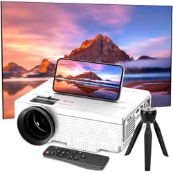 SPLAHZAILP Projector Outdoor,Portable Projector with 7500 Lumens Lupport 1080p Full HD for HDMI/USB/AV/VGA/Smartphone/TV/BOX Laptop (7.8IN, WHITE2)