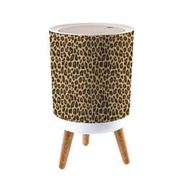 LGCZNWDFHTZ Small Trash Can with Lid for Bathroom Kitchen Office Diaper Leopard print seamless pattern Animal skin black brown spots beige Bedroom Garbage Trash Bin Dog Proof Waste Basket Cute Decorative