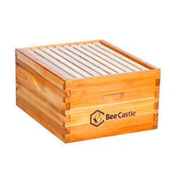 BeeCastle Heavy Wax Coated Unassembled Langstroth Deep/Brood Box with Frames and Beeswax Coated Foundation Sheet (10 Frame)