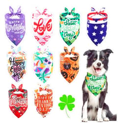 SCENEREAL Holiday Dog Bandanas 9 Pack,Halloween Christmas Thanksgiving Day Dog Bandanas Bulk Set for Party, Puppy Scarf Pet Costume Birthday Supplier for Small Medium Large Dogs Boy Girl