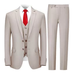 Cooper & Nelson 3 Piece Mens Suit Set, 2 Button Slim Fit Suit for Men, Solid Jacket, Vest, Pants and Tie