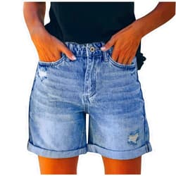 Generic Womens Denim Shorts Hot Shorts for Women Casual Summer Mid Waisted Shorts Jean with Pockets