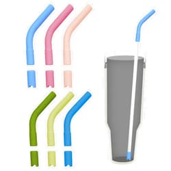 KEIFIN 12 Pcs Silicone Straw Tips with Bottom Sleeve Reusable Silicone Tips for Metal Straws Food Grade Rubber Straw Tips Flex Elbow Straw Covers for Stanley Cup Tumbler Fit for 8-10mm Diameter Straws