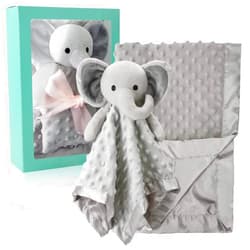 Pro Goleem Baby Blanket with Gray Elephant Security Blanket Newborn Gifts Set