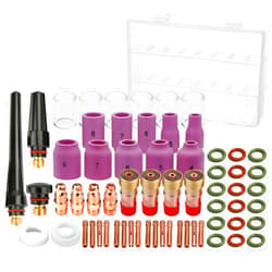 OKBA 63PCS TIG Welding Torch Accessories kit Nozzle Collets Body Stubb Stubby Gas Lens #10 Glass Cup Kit for WP-17/18/26