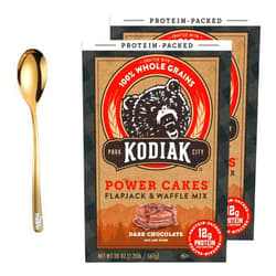 Moofin Flapjack and Waffle Dark Chocolate Mix, 20oz - High Protein Pancake Mix with Stainless Steel Spoon -Goldr, Pancake Mix Protein 12g per Serving, High Protein Fiber Breakfast Pack of 2