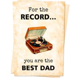 IDU Fathers Day Card,Funny Fathers Day Cards Gifts Decorations for Dad from Daughter Son,Happy Father's Day Cards Gifts Ideas with Envelope,Vintage Record Player Card for Dad