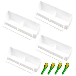 Lucky Interests 4pcs Bird Feeder, Pet Bird Food Double Plastic Seed Water Feeder Dispenser Standing Frame Plastic Food Feeder Cup for Parrots Cockatiel Pigeon Sparrow Bird Cage Bowl with 4 Bird Spoons