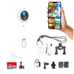 FOUKWAKC H8 64GB 4K Thumb Action Camera, Mini Body Cameras, Wearable Pocket Vlogging Camera, Multiple Accessory Mount Anywhere Small Portable Hands-Free Helmet Cam for Work, Cycling, Travel, Pet Walking