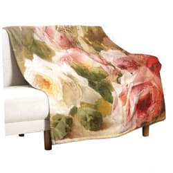 Wreioau Shabby Chic Rose Fleece Throw Blanket Soft Cozy Fluffy Flannel Throws Blankets for Couch Bed Sofa Living Room Bedroom Home Decor, Lightweight Fuzzy Plush Blanket for All Season 40