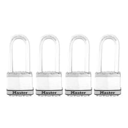 Master Lock M5XQLJ Magnum Heavy Duty Outdoor Padlock with Key, 4 Pack Keyed-Alike, Silver