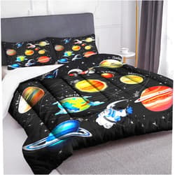 Uyivugmo Kids Galaxy Comforter Bedding Sets for Child Outer Space Astronaut Bedding Set for Boys Includes Comforter with 2 Pillowcase