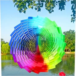 Haunouki Colorful Wind Spinners Outdoor Garden Decor,12 inch Metal Hanging Wind Spinners Multi-Color Kinetic Wind Sculptures Yard Art Patio Decorations
