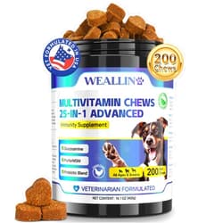 WEALLIN Dog Vitamins - 25-In-1 Dog Vitamins and Supplements Multivitamin For Dogs With Glucosamine Probiotics Omega-3 Dog Multivitamin Chewable For Coat, Heart, Hips & Joints, Digestion & Immune System 200pcs