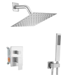 Heable Brushed Nickel Shower System with 8'' Rainfall Shower Head, Handheld Shower head, Bathroom Luxury Rain Mixer Shower Combo Set Wall Mounted Shower Faucet Rough-in Valve and Trim Kit