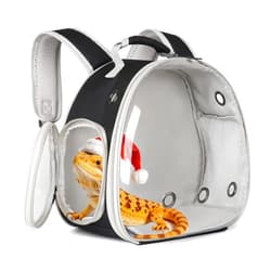 WEVONIGU Guinea Pig Backpack Carrier, Bearded Dragon Carrier Backpack with Clear Bubble Window,Small Animal Travel Backpack for Hedgehog Rat Parrot,Rabbit,Sugar Glider,Airline Approved(Black, Backpack)