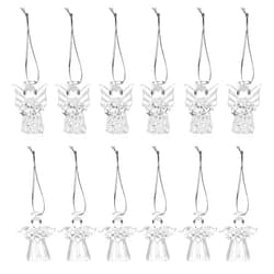 Naler 12 Pieces Christmas Mini Angel Ornaments Clear Glass Hanging Angels Mini Christmas Figurine Decor for Christmas Tree Decorations