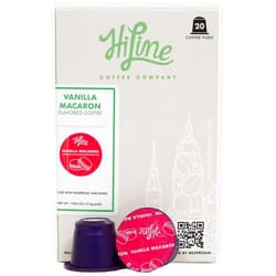 HiLine Coffee HiLine Espresso Coffee Pods, Vanilla Macaron Flavored Coffee, 20 Count (Pack of 1), Single Cup Espresso Capsules, Compatible with Nespresso Original Brewers