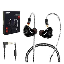 DCMEKA in Ear Monitor Headphones, HiFi Stereo IEM Earphones, Dynamic Dual Driver Wired Earbuds with Detachable Cable, Noise Canceling Headset for Singers Musicians Drummers Audiophile (Black)