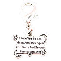 ChubbyChicoCharms I Love You to The Moon and Back Again to Infinity and Beyond Pewter Zipper Pull