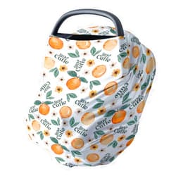 HawSkgFub Orange Fruit 5-in-1 Car Seat Cover for Baby Girl Gift, Little Cutie Flower Privacy Breastfeeding Nursing Cover, Newborn Infant Multi-use Carseat Canopy Carrier