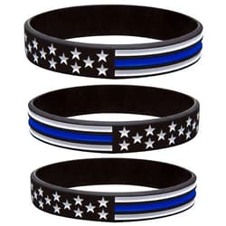 Sainstone Thin Blue Line American Flag Police Bracelet - Blue Lives Matter Silicone Rubber Wristband Band Set - Support Law Enforcement for Policeman's Prayer Gifts for Police Officers Cops