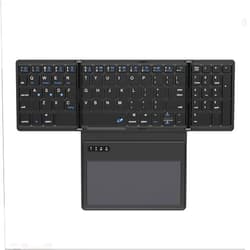 OJelay Portable Pocket-Sized Foldable Keyboard with Large Touchpad and Number Pad - Mini Keyboard for Android, Windows, PC, Tablet - Rechargeable Battery