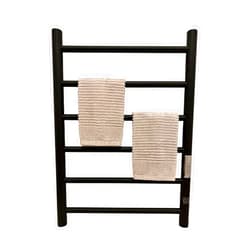 TowelLux Heated Towel Rack for Bathroom, Wall Mounted Hot Towel Warmer, Electric Wire Plug Drying Rack, Stainless Steel Towel Rack with Timer, 6 Bars Matte Black Brushed, Spa Accessories for Towels