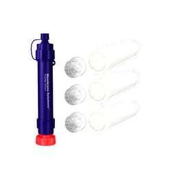 Membrane Solutions WS02 Water Filter Straw, Detachable 4-Stage 0.1-Micron Portable Water Filter Camping, 5,000L Water Purifier Survival Gear and Equipment for Hiking Camping Travel and Emergency (1 Pack + 3 Filters)