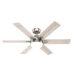 Hunter - Georgetown Indoor Ceiling Fan With Light, Remote Control, 52-inch, Modern-style, 6-speed DC Motor, Express Install, for living rooms, bedrooms, home offices, kitchens (Brushed Nickel)